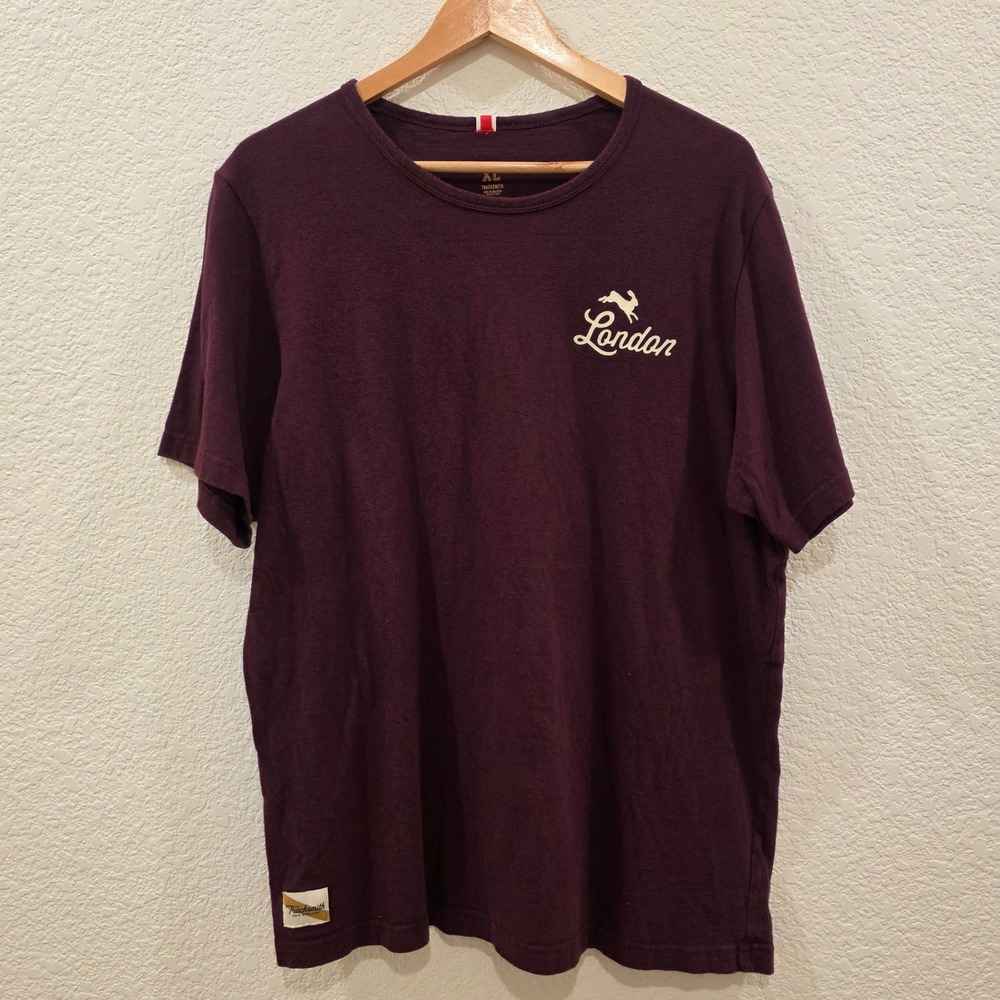 Tracksmith London Grayboy Running Shirt Mens XL Burgundy Short Sleeve Tee